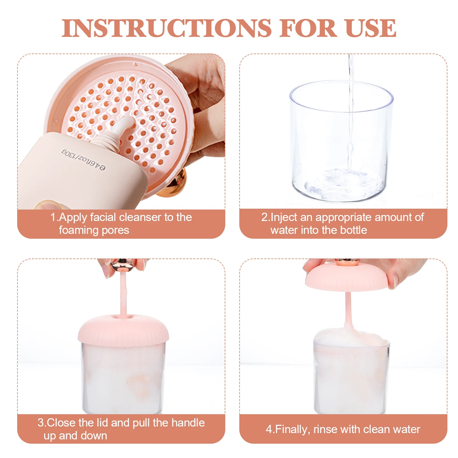 

2 pcs Face Wash Foamer Quick Foaming Skincare Tool Foam Maker Transparent Easy Clean Safe Materialfoaming Bottle Facial Cleanser