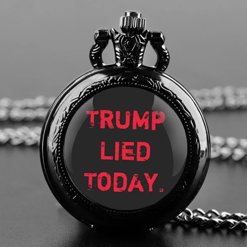 TRUMP 2024 TAKE AMERICA BACK Relógio de bolso - Movimento de quartzo, mostrador redondo, colar de bronze exclusivo, presente de lembrança