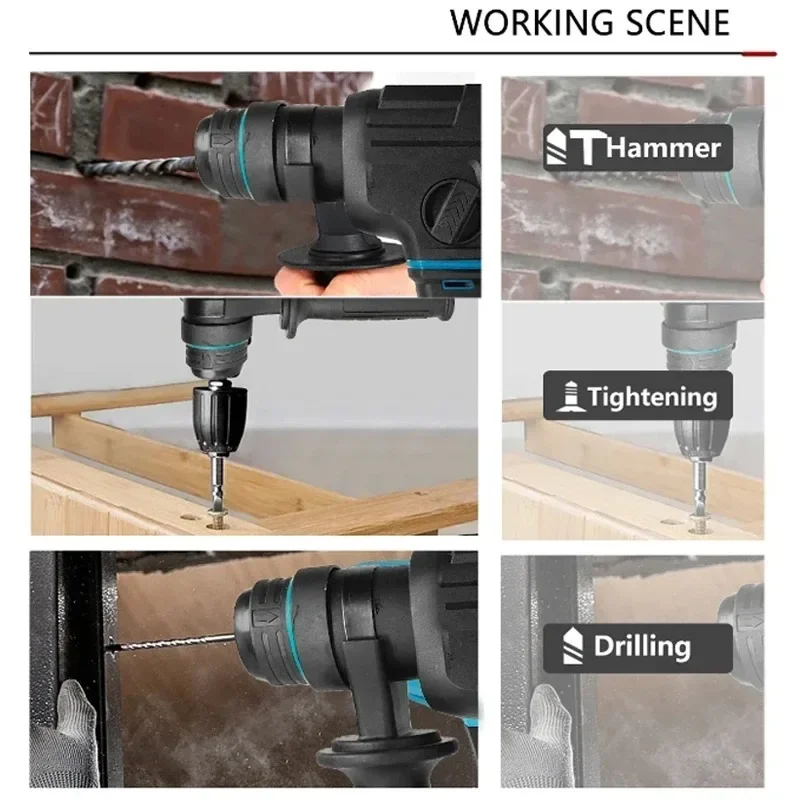 Electric Goddess Brushless Impact Hammer 21V Cordless Hammer Drill Function Multifunctional Steel Concrete Wood for Makita 18V