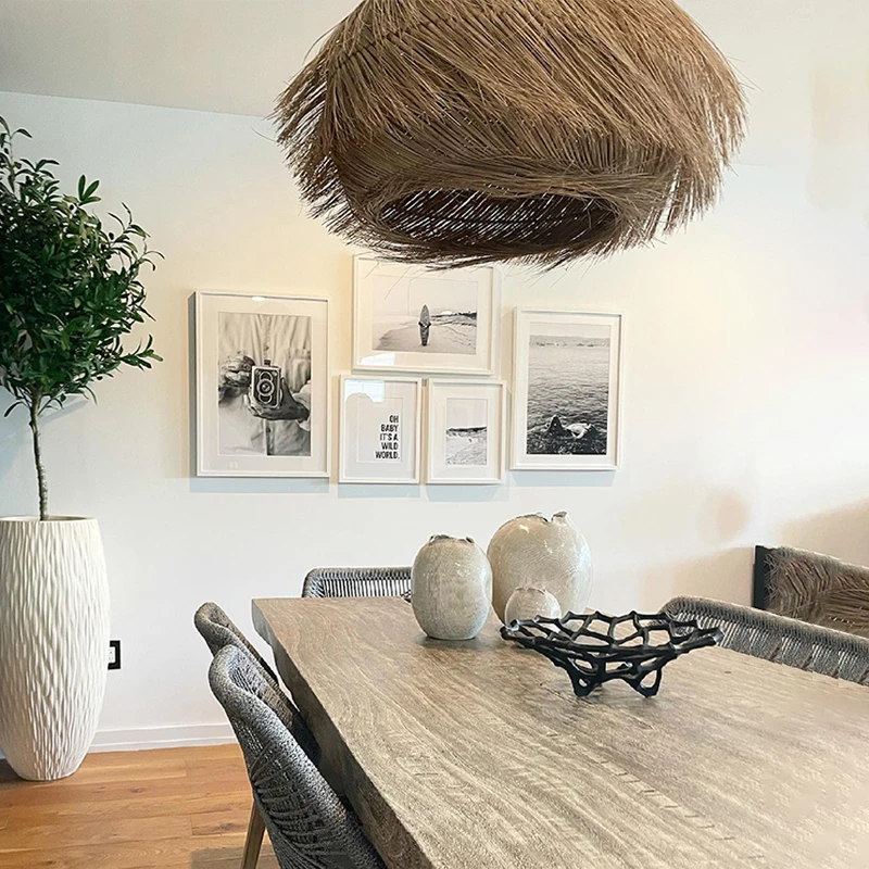 Nordic Minimalist Rattan Weaving Wabi Sabi Led Chandelier B&B Bar Cafe Living Dining Room Bedroom