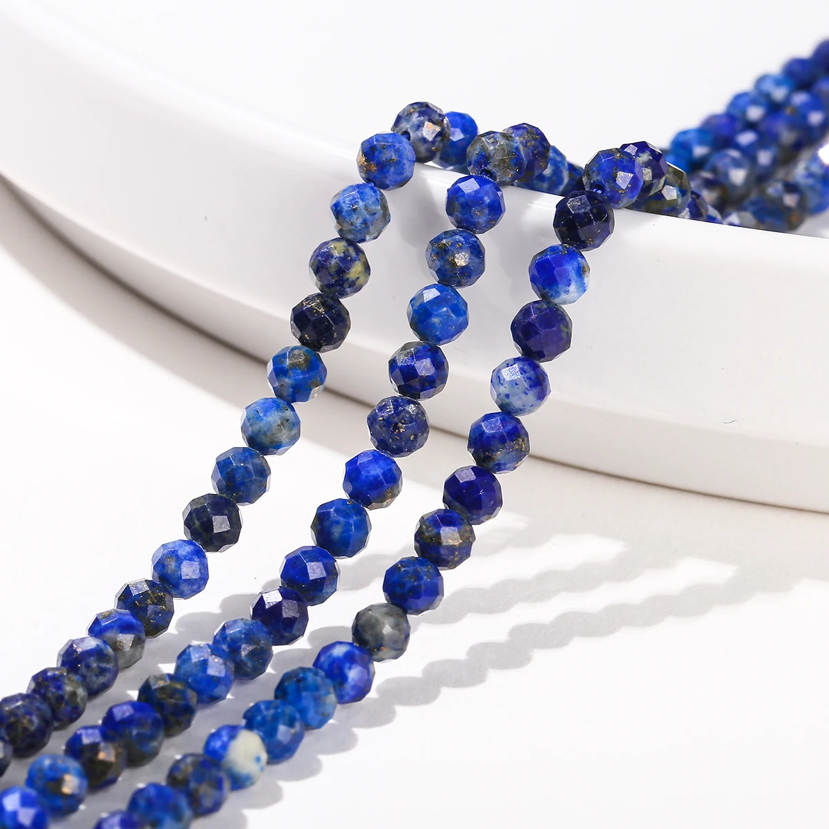 2 3 4 مللي متر الأوجه اللازورد الطبيعي الخرز فاصل فضفاض مستدير حبة صغيرة لصنع المجوهرات عقد دي اي واي سوار الإكسسوار 15" #2