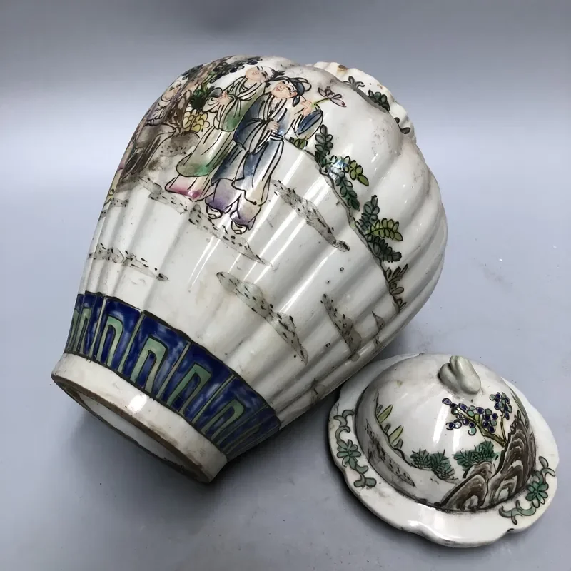 Antique Chinese Ming Qing Style Florals Jar Home Decorative Retro Blue White Porcelain Vase Ceramic Lid Traditional