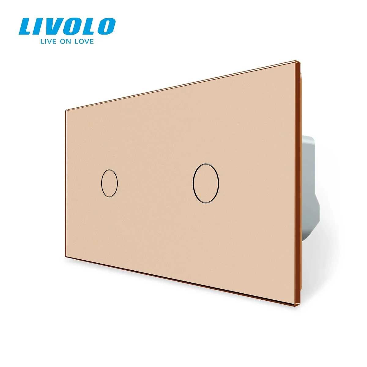 Wall Touch Switch Livolo EU Standard Tempered Glass Panel 2 Gang 1 Way AC 220-250V 10A for Home Improvement Easy Install