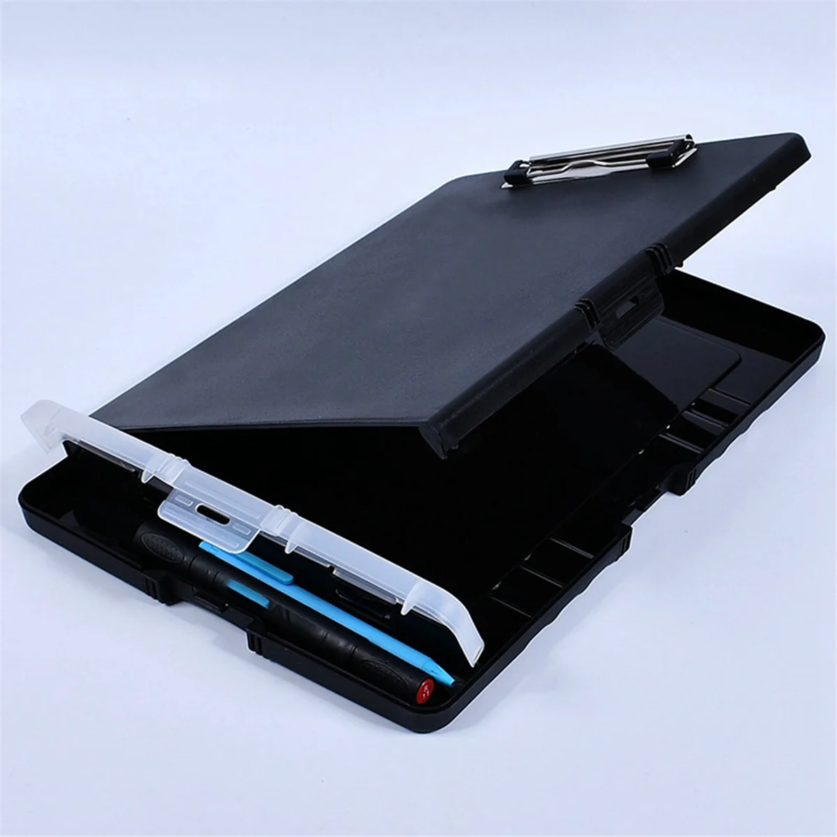 X07A Clip Board Organizer Clipboards with Storage Nursing Clipboard Foldable File Folder Plastic Clipboard (Black)