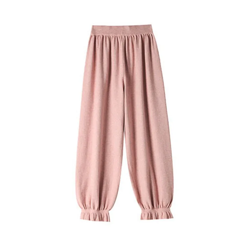 Pantalon tricoté à bourgeons de fleurs coniques pour femmes, nouveau Style d'automne et d'hiver, Style ralenti, doux, jambes larges, décontracté, Long conique