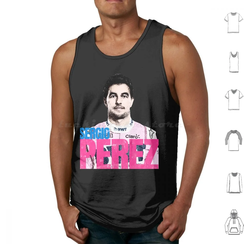 Sergio Perez-Distressed Poster Tank Tops Print Cotton Racing Perez Sergio Perez Sergio Checo Mexico Grand Prix Motorsport