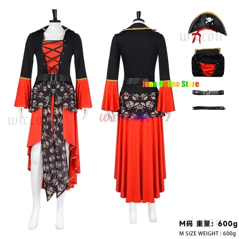 

Vintage Medieval Sexy Caribbean Captain Pirates Costume for Female Halloween Cosplay Suit Woman Gothic Role Playing Fancy Dress