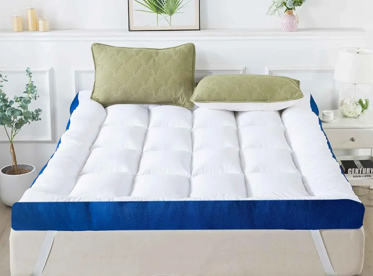 

5 Inch Memory Foam Queen Mattress Topper 100% Cotton Top with Breathable & Foam Pillow Top,4 Elastic Straps, 80x60x5 Inch, Queen