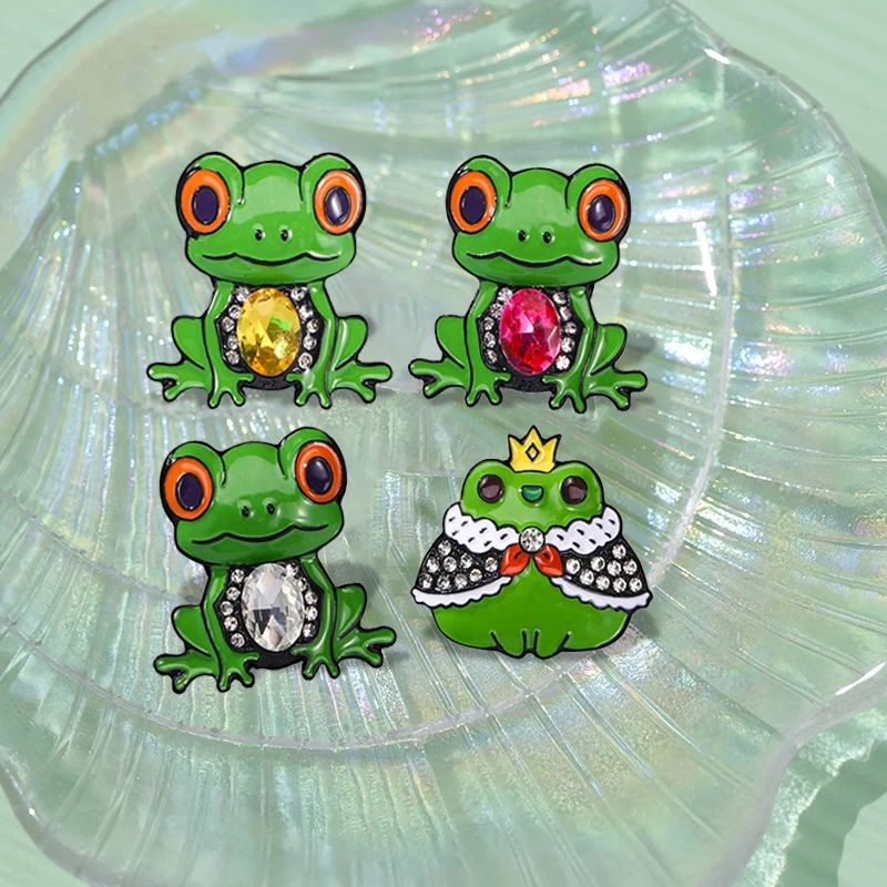 Funny Little Frog Collection  Brooch Cartoon Cute  Frog Small Animal Badge Lapel Pin Jewelry Accessories