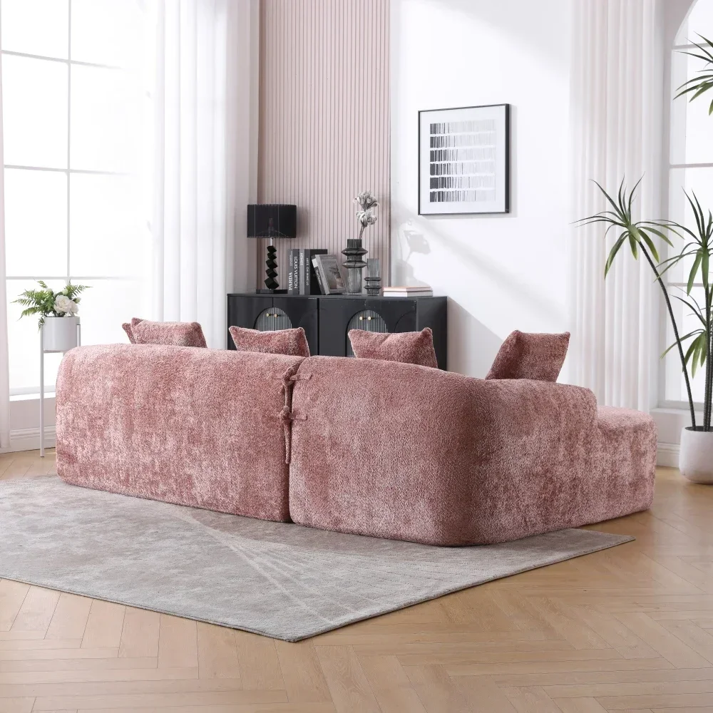 Sofá Boucle de 3 plazas para sala de estar, cómodo sofá de gran tamaño en forma de L con chaise, muebles para el hogar, sofá cama para oficina