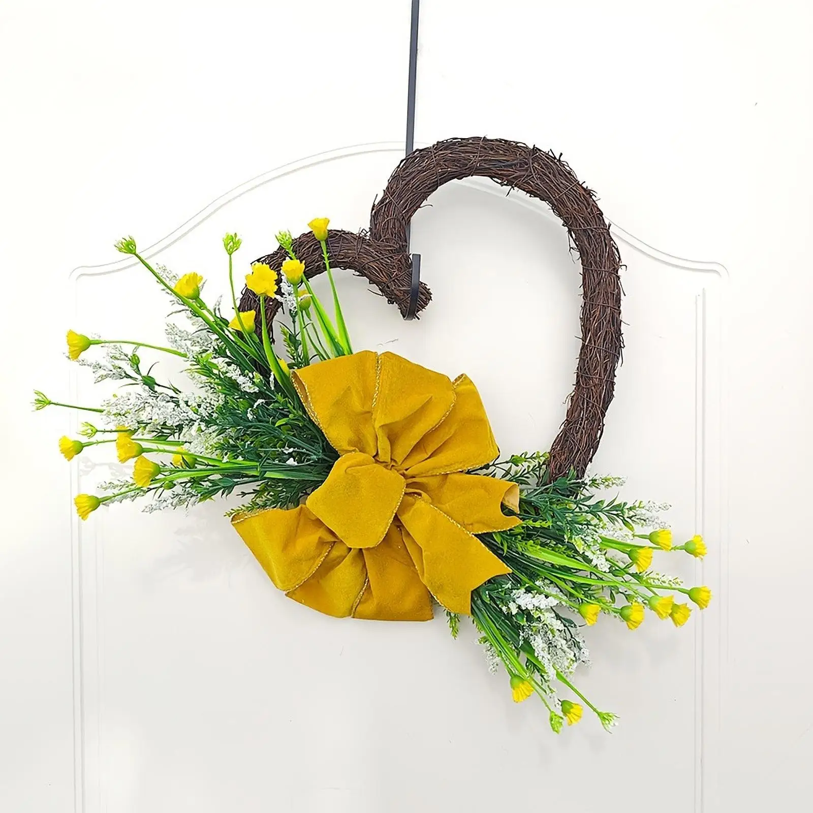 

Венок в форме сердца, искусственный 17,72 дюйма с зелеными листьями, подвесной орнамент для стены, в помещении, на открытом воздухе, праздника, сада, свадьбы