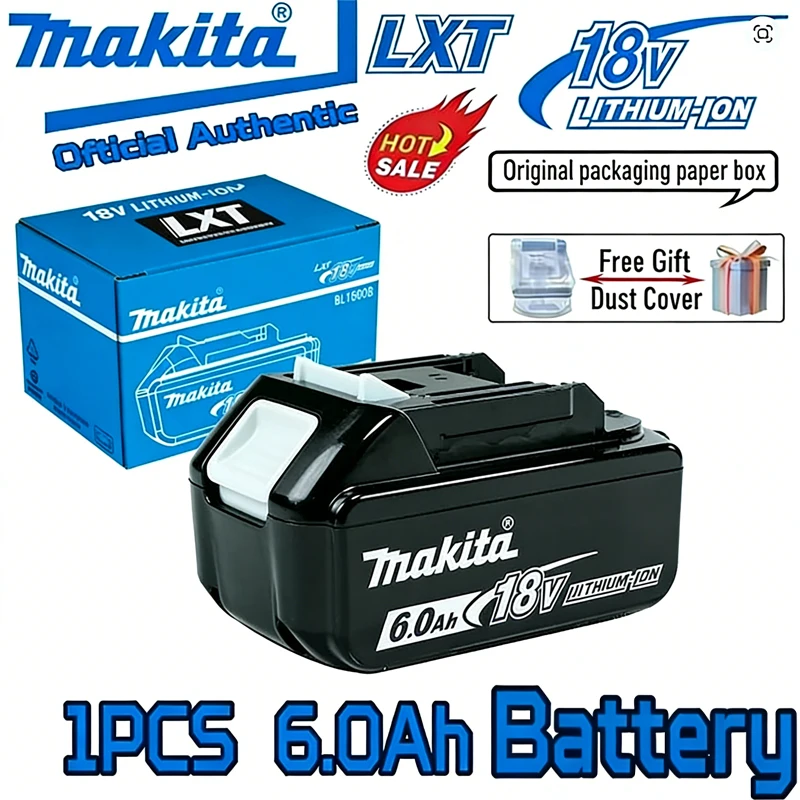 

Genuine Makita 18V LXT 6.0Ah Li-ion Rechargeable Battery, Replacement for BL1840 BL1850 BL1860 Power Tool Battery
