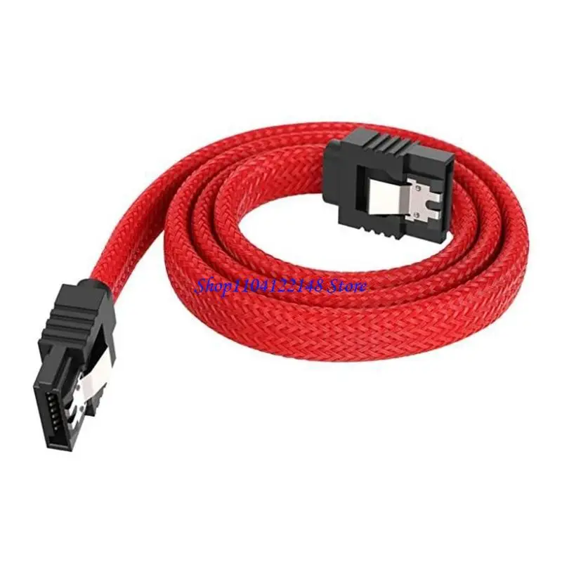 P9FA Thin SATA3.0 6GB/s Computer Cable 50cm Nylons Meshes Secure Lock Clip