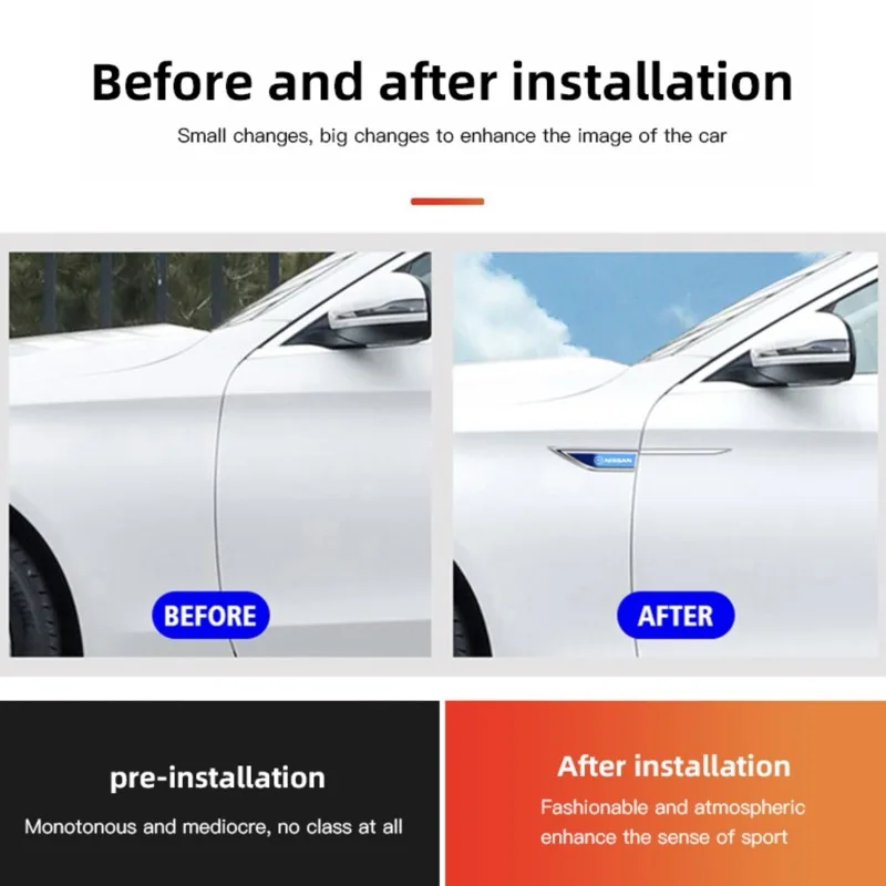 2Pcs Car Styling Side Fender Body Emblem Stickers Knife Badges Decoration For Nissan Qashqai Juke Pulsar Sentra Altima Patrol view 4