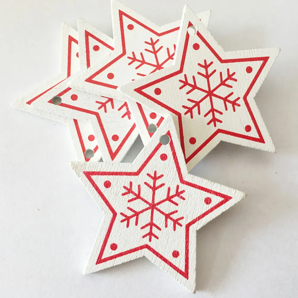 

50Pcs Christmas Wooden Slices Classic Shapes Snowflake Tree Heart Festival Atmosphere Gifts for Families Friends Colleagues