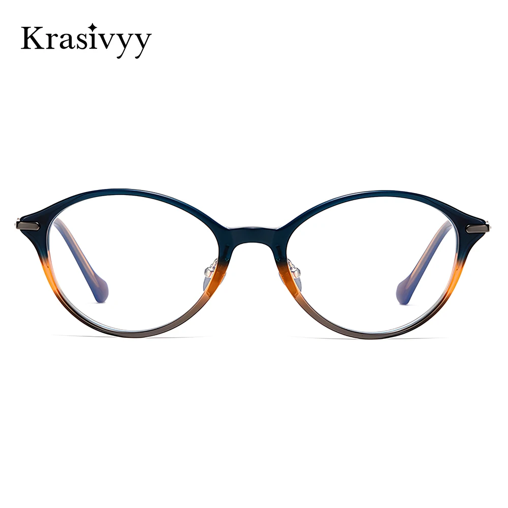 Krasivyy Titanium Oval Glasses Frame Women Ultralight Acetate Prescription Optical Eyewear Lady Luxury European Brand Eyeglasses