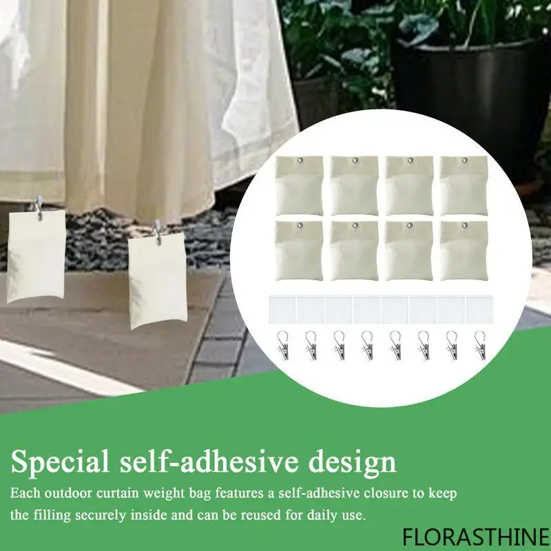 8pcs Outdoor Curtains Windproof Weighted Bags with Balcony Clip Curtains Cloth Weights Outdoor Drapery