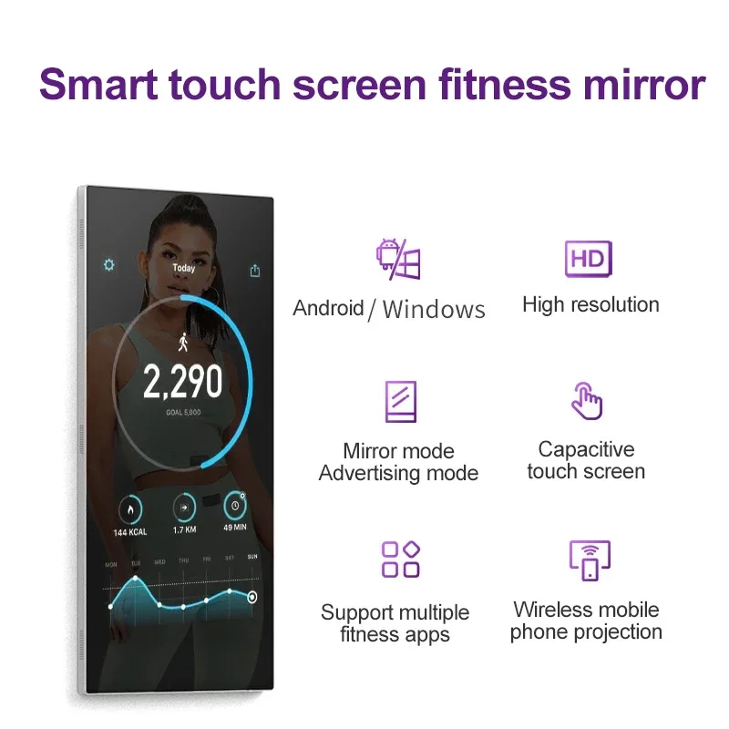 32-inch wall-mounted mirror all-in-one for fitness home indoor magic mirror touch advertising smart fitness mirror