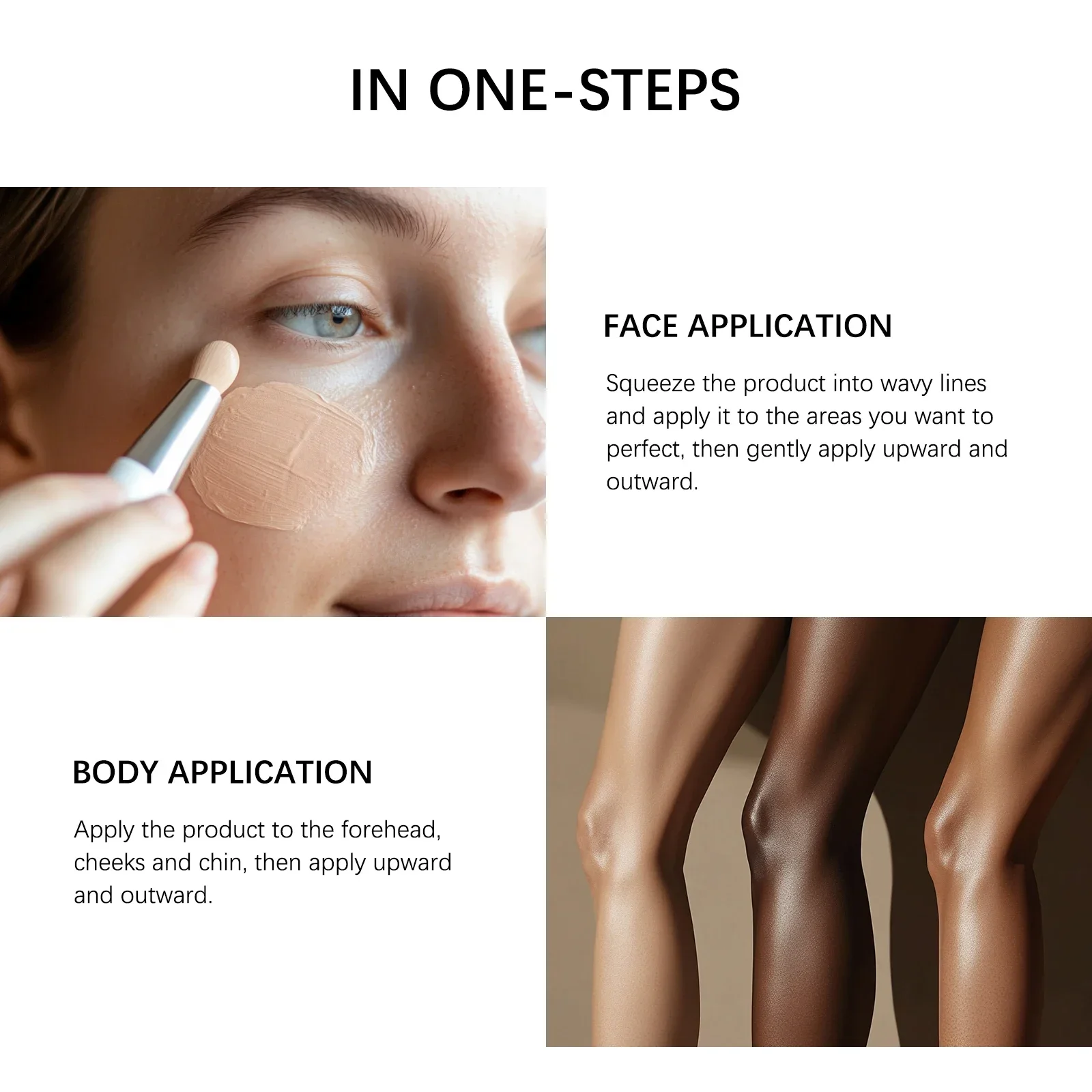 GROEI 100 مل كريم مثالي خفيف/متوسط/أسمر/غني، مصحح لون الجسم 3 في 1، سائل SPF30 BB مقاوم للماء لجميع أنواع البشرة