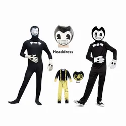 Kids Halloween Costumes Anime B-Bendy Boys Cosplay Bodysuit Girls Allison Jumpsuit+mask Cartoon Disfraces Carnival Party Clothes