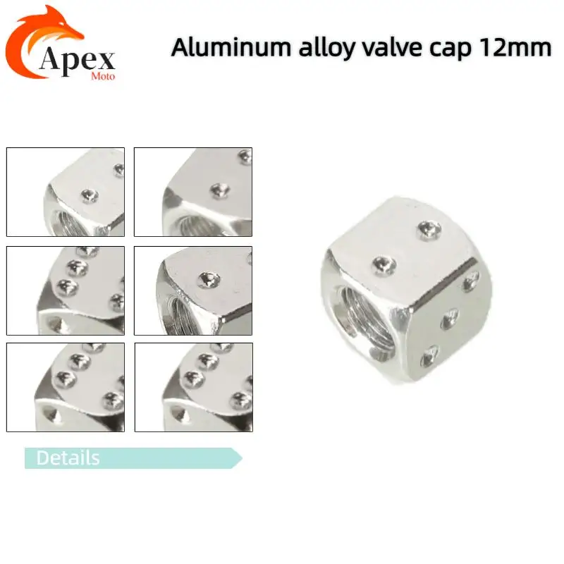 Scooter ATV Universal 12mm Dice-Shaped Aluminum Valve Caps - Fit Motorcycle Go-Kart Tires | Cool Accessory