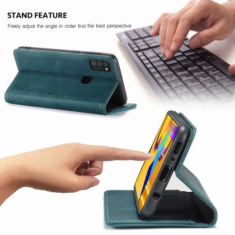 Luxury Leather Case For Samsung Galaxy M51 M21 M30S Magnetic Flip Stand Wallet Plain Phone Cover For Samsung M31 M20 M 51 Coque