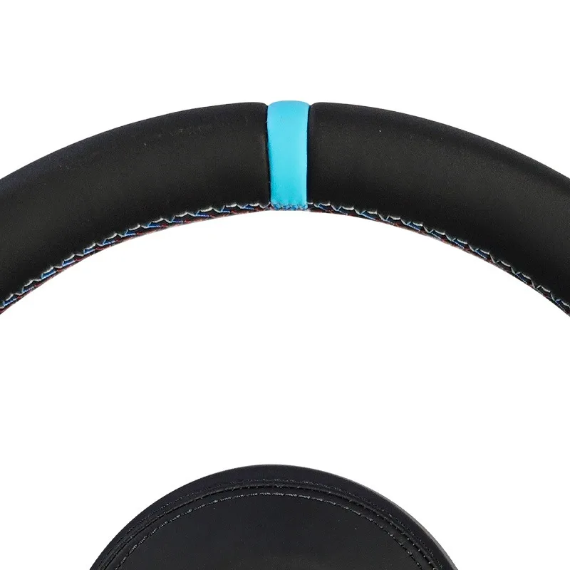 Black Alcantara Regular Sport Steering Wheel, Blue Label Decor Custom Parts Fit Popular Aftermarket Multi Chassis Vehicle Refit view 3