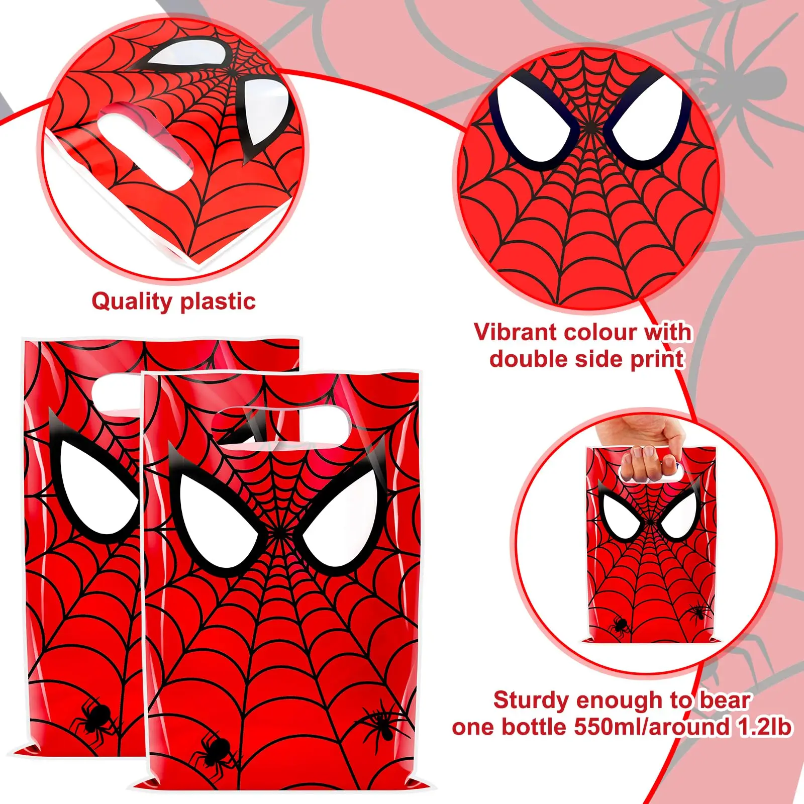 Spiderman Birthday Decoration Gift Bag Party Supplies Candy Bag Spider Hero Theme Birthday Gifts for Kids Pinata Stuffed Bag