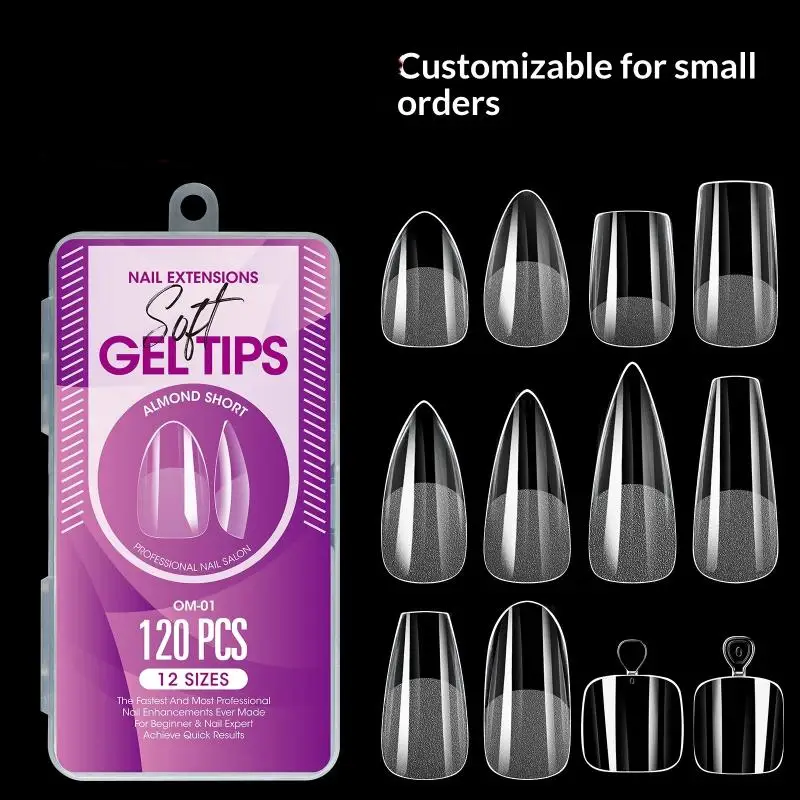 120pcs /1box False Nail Tips Clear Semi-frosted Full-coverage Soft Fake Nails Extension For Home DIY Nail Salon Manicure