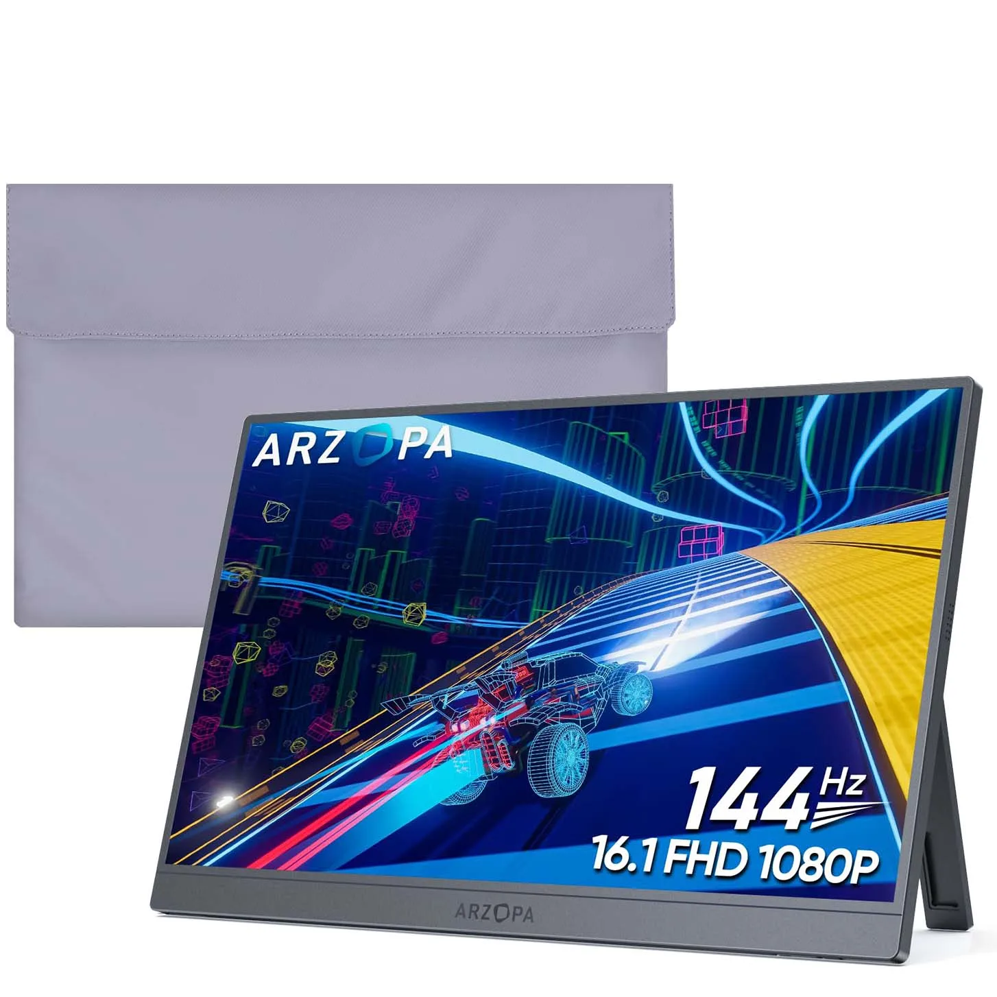 Arzopa Z1FC Gray 144Hz 1080P Full HD FHD Portable Gaming USB Monitor for Laptop Mobile Portable Monitor With Sleeve Bag