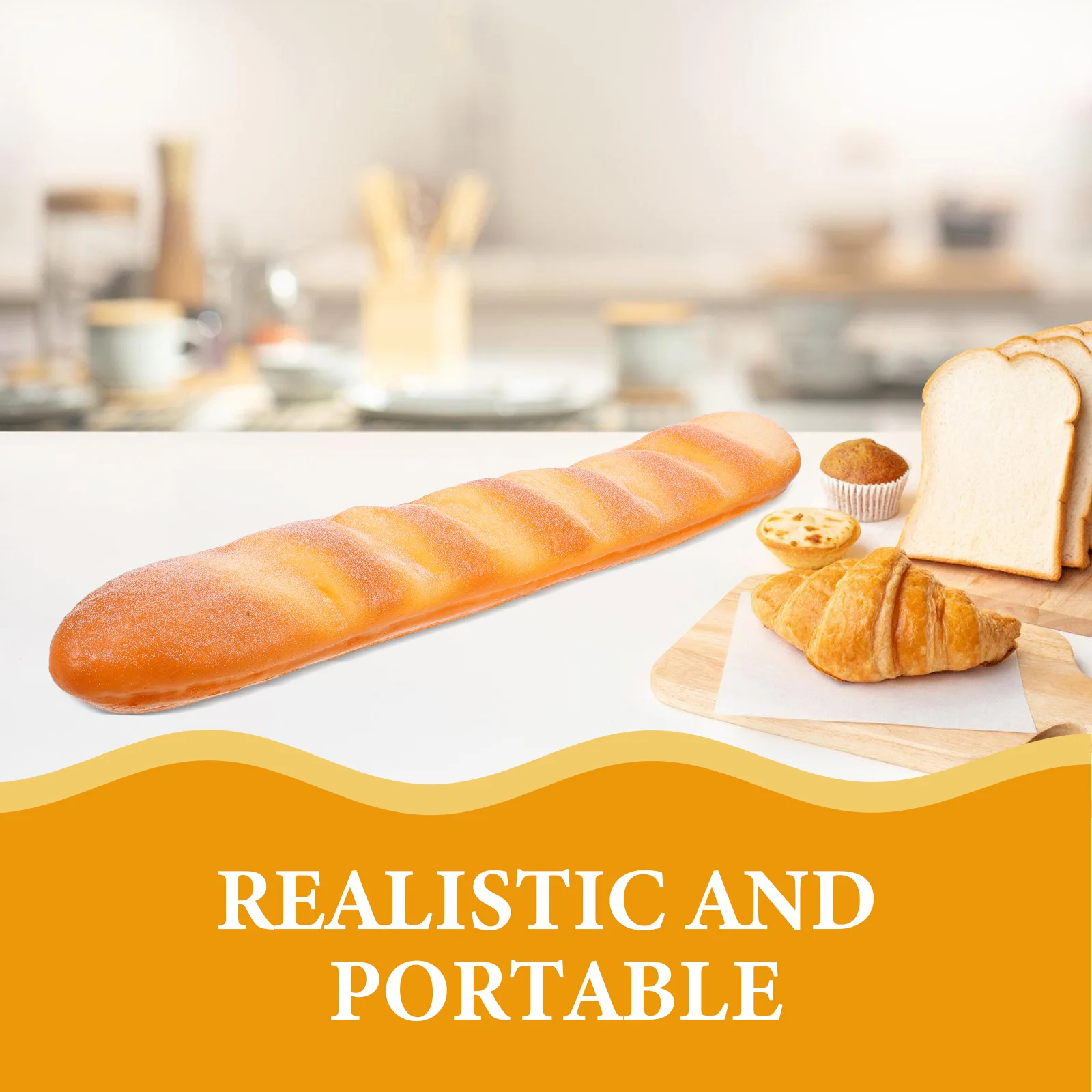 محاكاة خبز الرغيف الفرنسي دعامة طعام واقعية للأطفال التظاهر اللعب لعب الأدوار التفاعل العائلي صور يطلق النار ديكور المطبخ #4