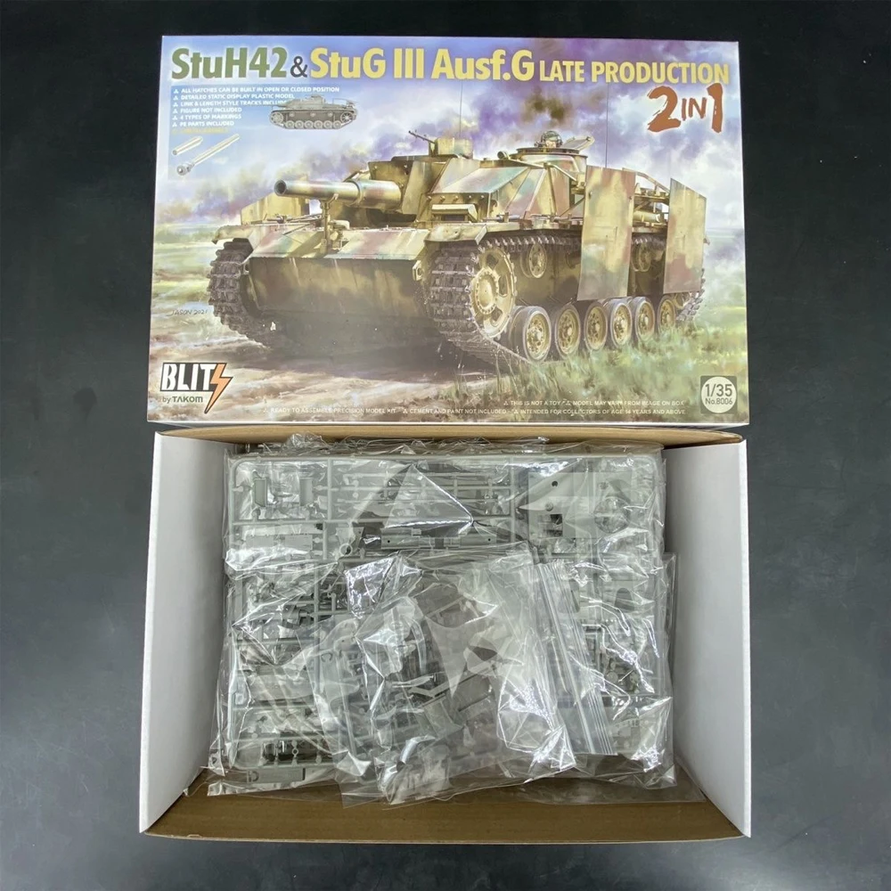

Takom 8006 1:35 Scale Germany StuH 42 & III Ausf G Late Military Plastic Building Assembly Model Kit Toy