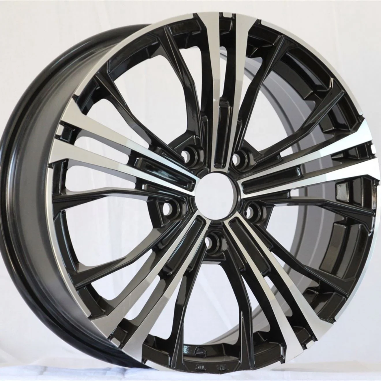 Flrocky [Black Machined Face] 16 Inch 4*98 4*100 5*100/105/108/110/112/114.3 Passenger Car Alloy Wheel Rims High Quality