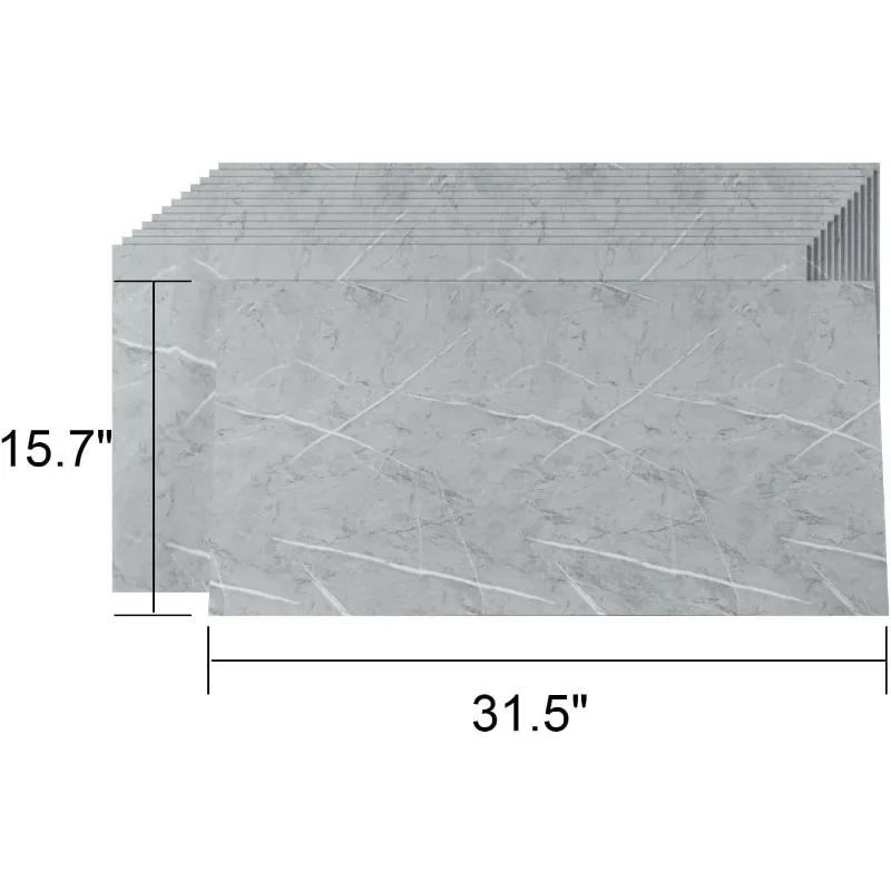 Paneles de pared de ducha de 31,5 "x 15,7", vinilo antisalpicaduras de pelar y pegar, azulejo de ducha de mármol de imitación para pared de baño y cocina, 10 unidades