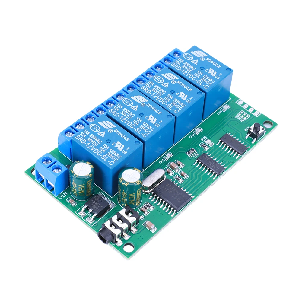 

AD22B04 4 Channel DTMF Audio Signal Decoding Relay Non-Locking/Self-Locking/Interlocking/Time Delay for LED Motor Smart Home