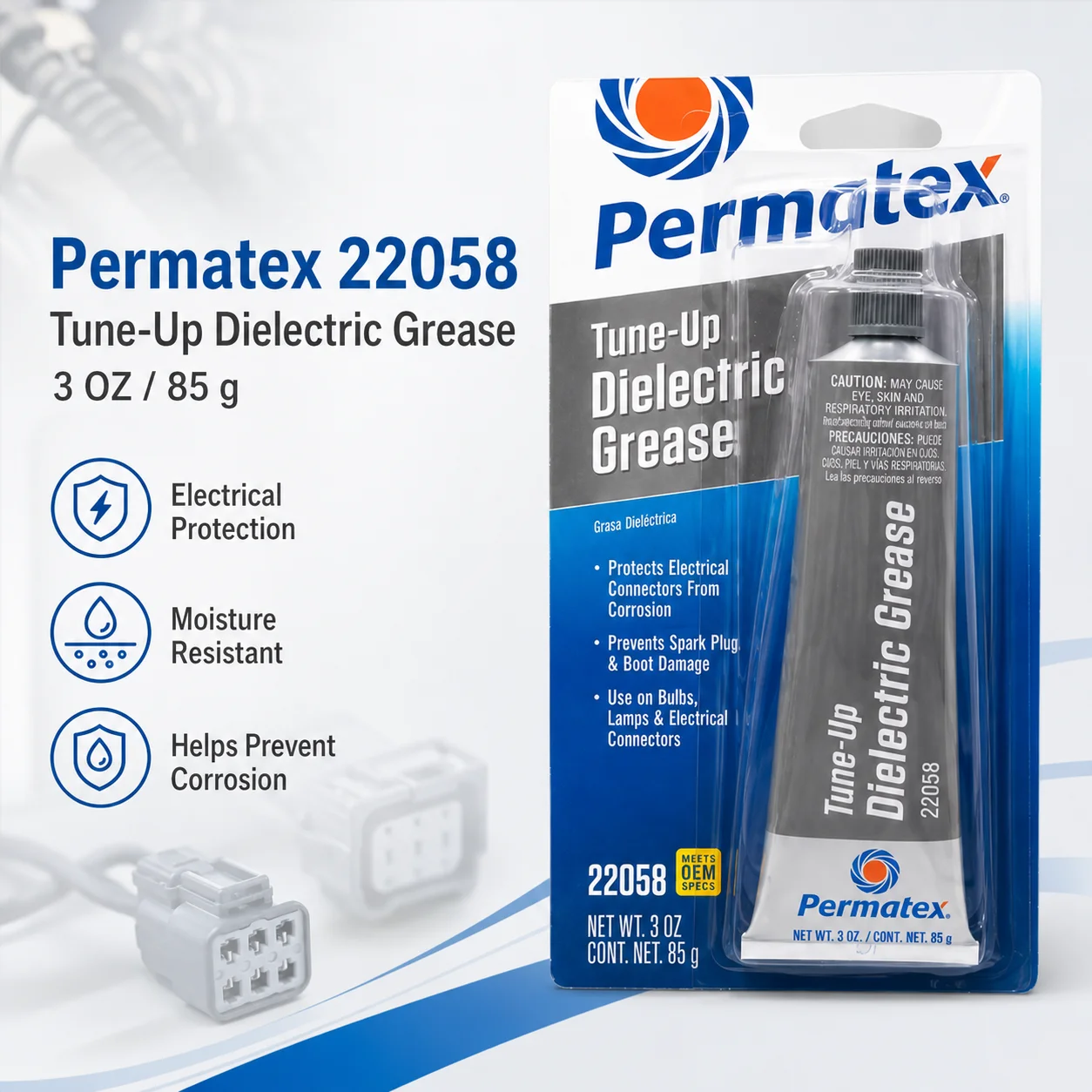 Permatex 22058 Dielectric Grease 3oz 85g Electrical Connector Protector Anti Corrosion for Spark Plug Boots Bulbs Auto