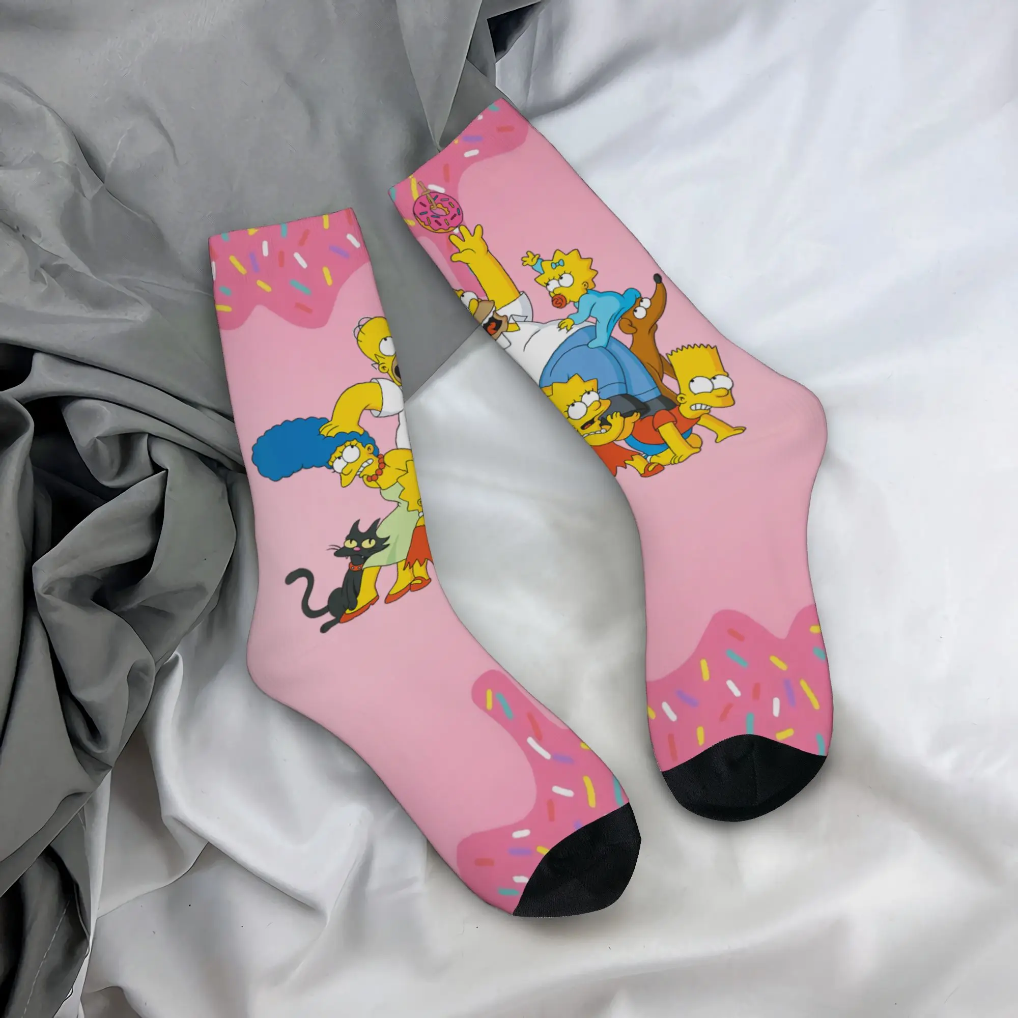 Winter Warm Harajuku Women Men Cartoon S-Simpsons Socks  Sweat Absorbing Basketball Socks