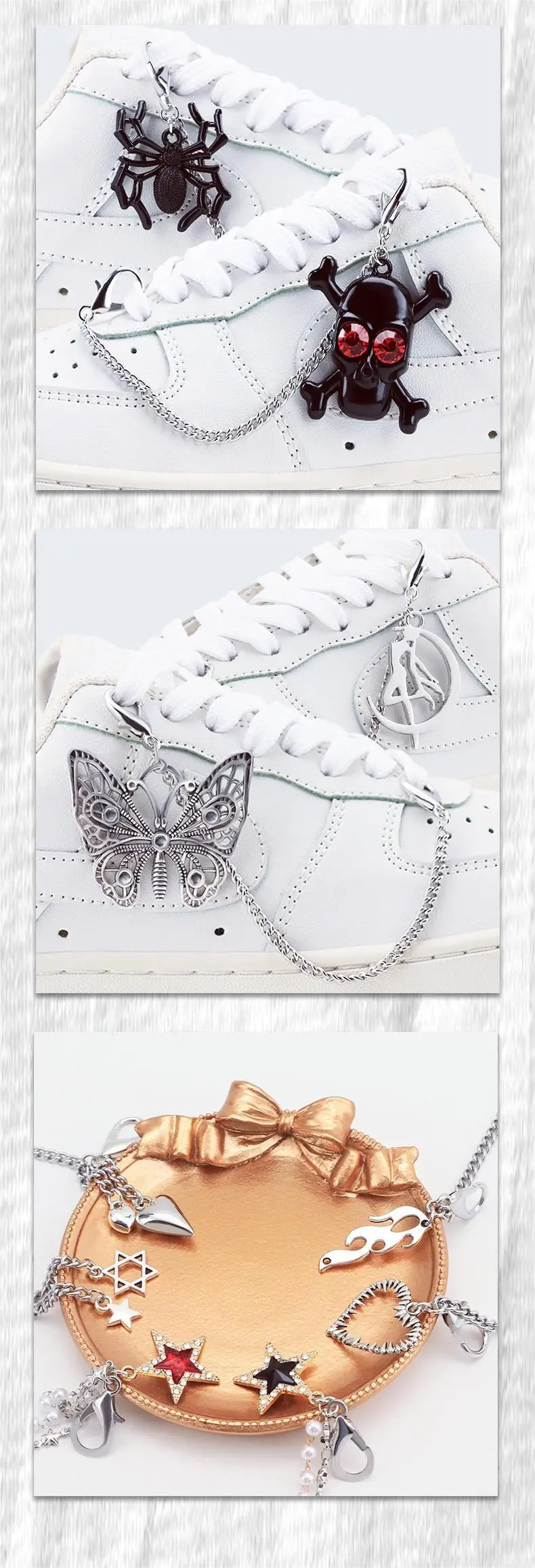 Mode Diamant Pentagramm Perle Schuh Kette Seite Abnehmbare Schuh Dekoration DIY Flache Schuhe High Top Schuhe Schuh Charms 1Pcs – Detail 8