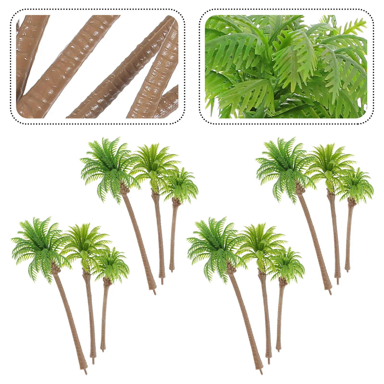 

12 Pcs Miniature Coconut Tree Model Decoration Plastic Palm Ocean Sand Table Artificial for Model Train