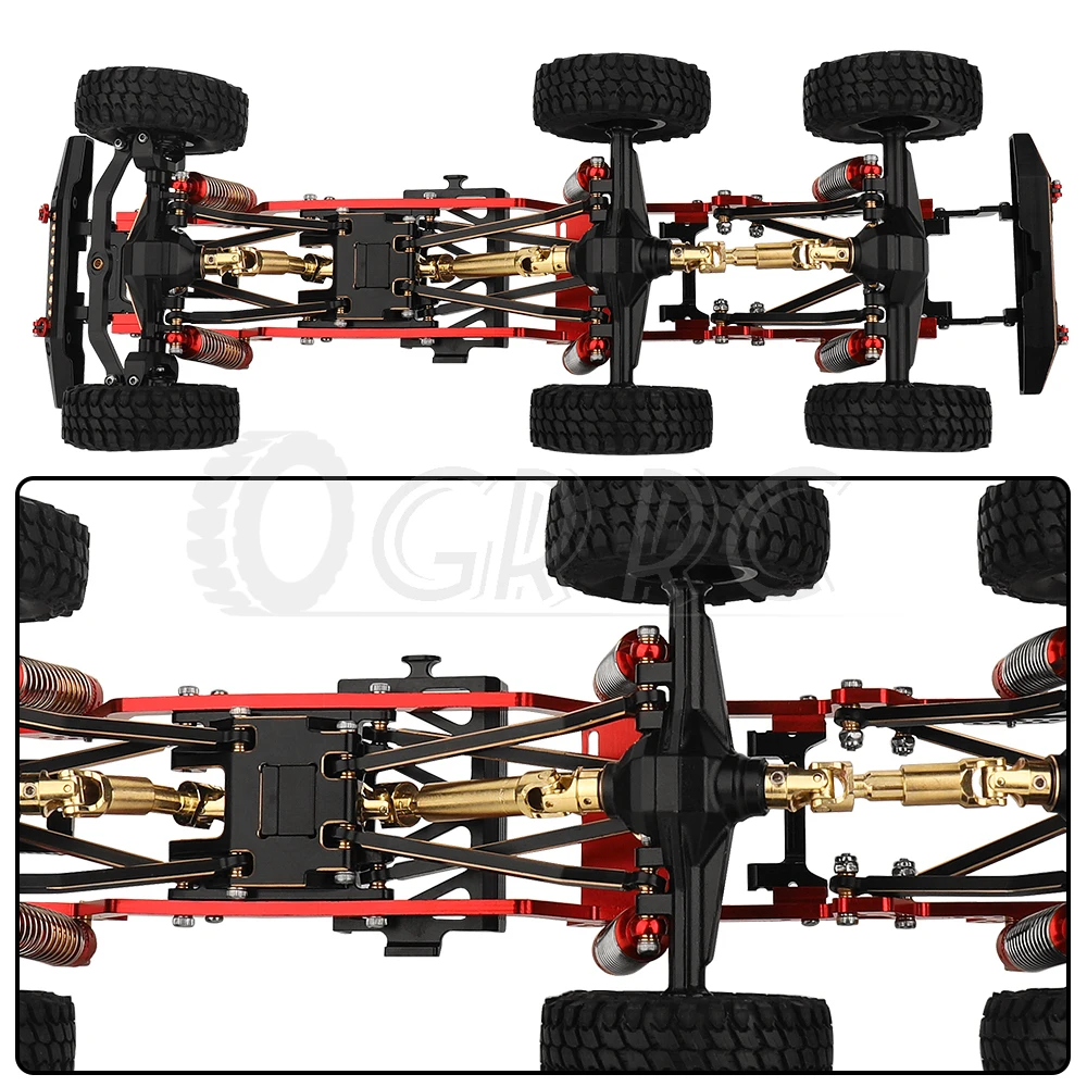 TRX4-M mosiężna i metalowa rama podwozie samochodu 6x6 RC z przednia część środkowa tylnymi osiami skrzynia biegów DIY dla TRX4M 1/18 części zdalnie