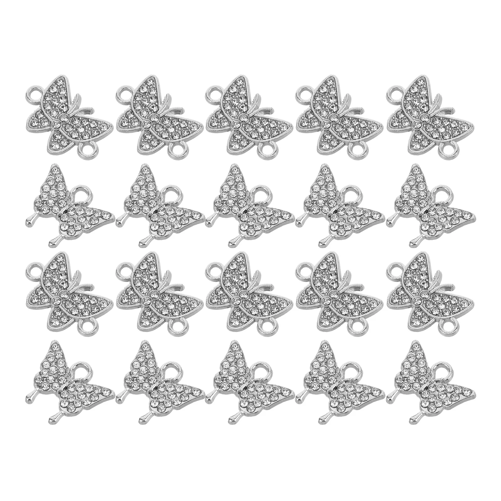 

20 Pcs Alloy Jewelry Accessories Rhinestone Charms Pendant Bracelet Connectors Beads Butterfly Rhinestones