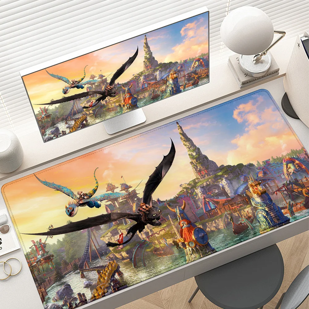 

H-How to Train Your Dragons Mouse pad Toothless Printing Computer Gamers Locking Edge Non-slip Mouse Pads 900x400mm PC Desk Pad