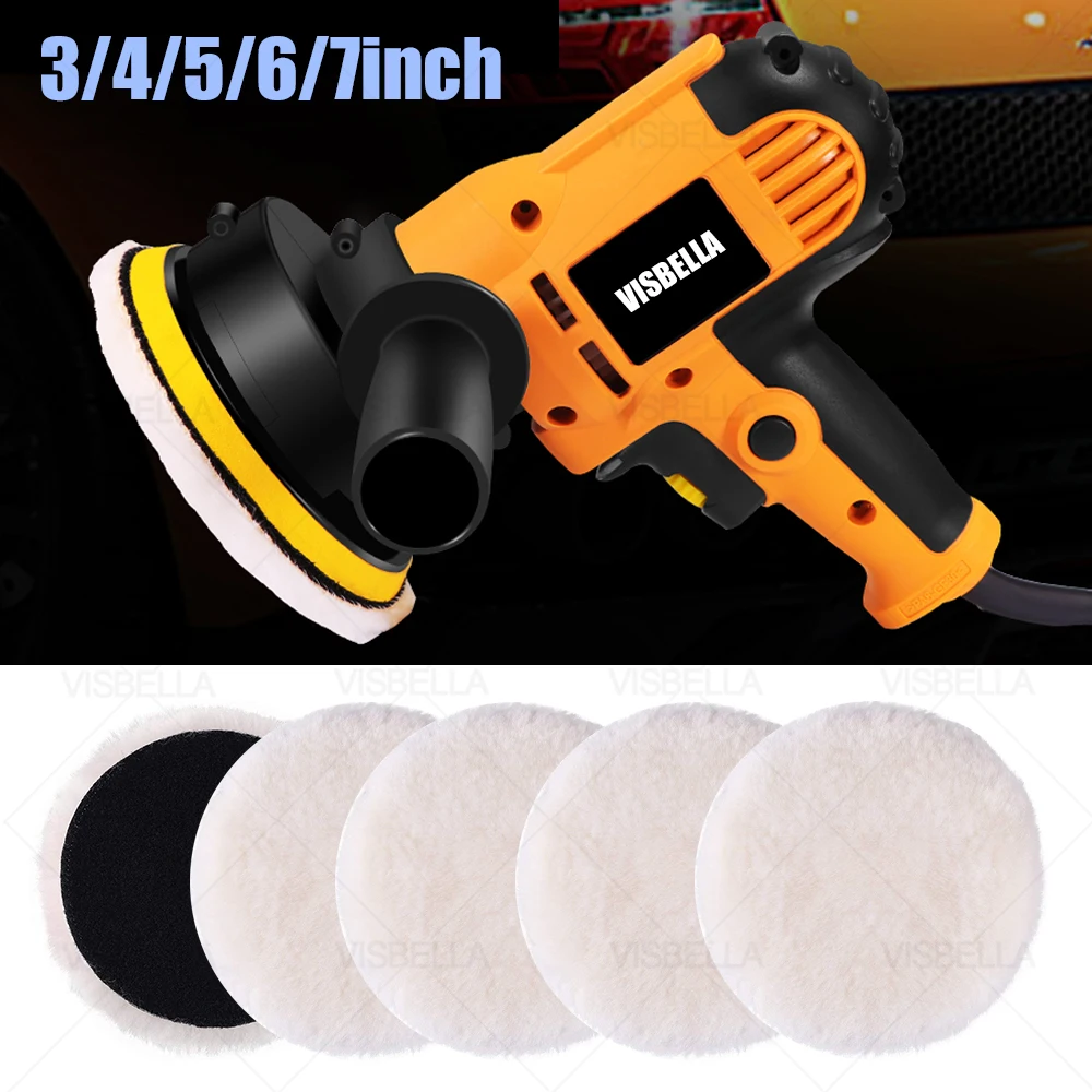 5 Sizes 75-180mm Wool Polishing Disc Car Waxing Polishing Buffing Car Paint Care Polisher Pads Auto Washing Accessories