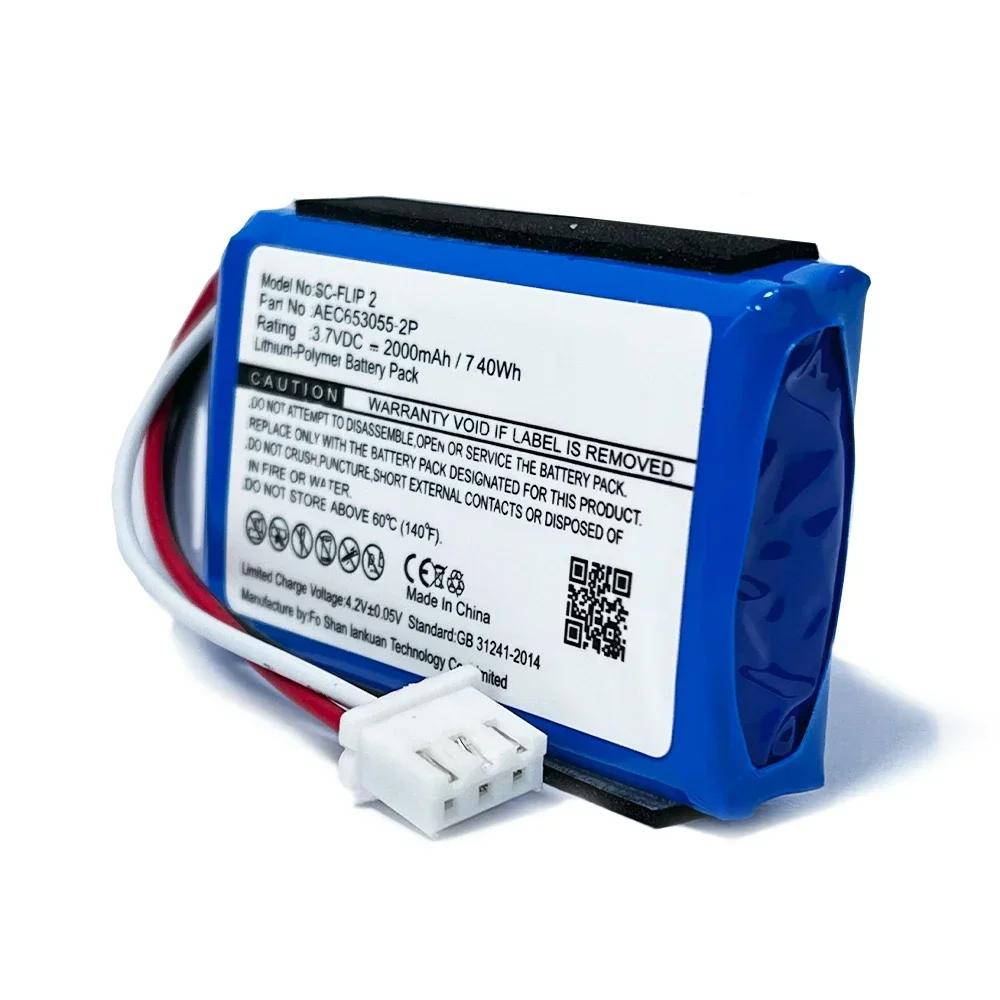 3.7V AEC 653055 Baterai Pengganti -2P untuk Speaker Bluetooth JBL Flip 2 2013 Flip II Periksa Konektor Adalah 3 Kabel