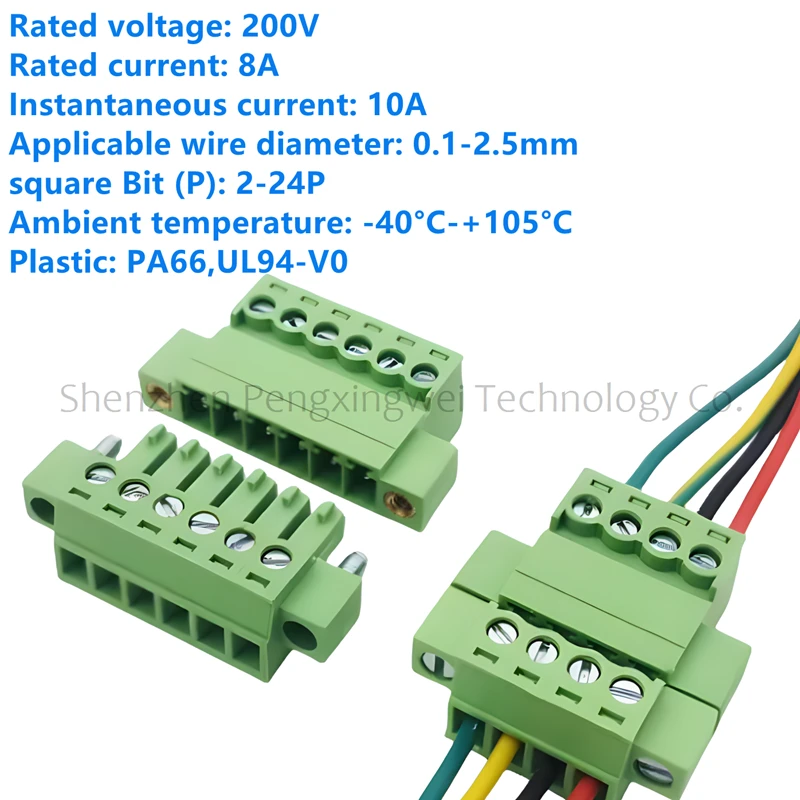 

5Sets 15EDG 3.81 18/20/22/24 Pin Right Angle Screw Terminal Block Connector 3.81MM Pitch Plug + Pin Header Socket 15EDGRKP