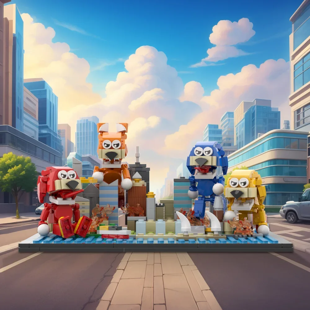 MOC เกมสยองขวัญ Sonicedss Building Blocks Sonics ฉากอิฐรุ่นสีแดง Sonices the Hedgehog อะนิเมะรูปสําหรับของเล่นเด็กของขวัญ