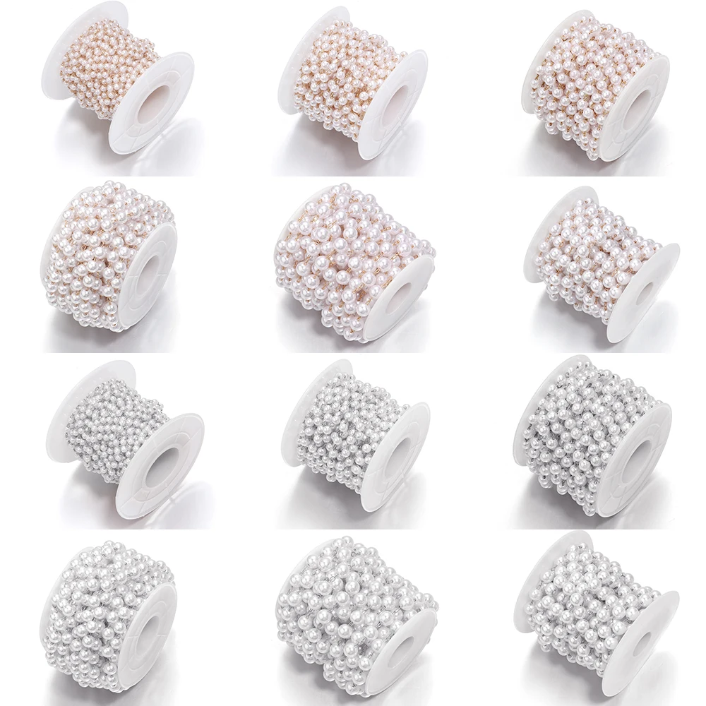 

3-10mm 5yards/roll Fishing Line Artificial Imitation Pearl Round Beads Chain For DIY Jewelry Making Necklace Bracelet Accessorie