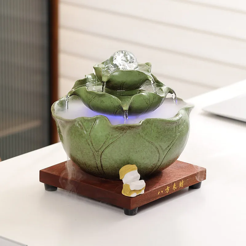 Bafanglai lotus leaf feng shui ball flowing water fountain ornament circulating water desk living room coffee table