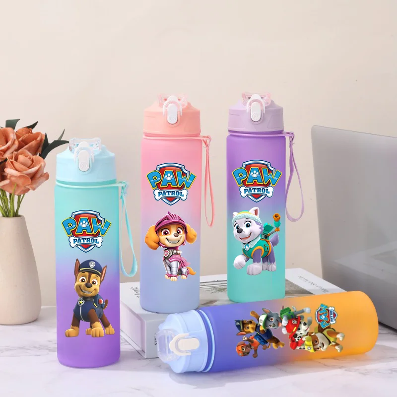 750ml PAW Patrol Cartoon Gradient Color Plastic Cup  Outdoor Sports Aldult Portable Large Capacity Childrens Drinking Cup Gifts