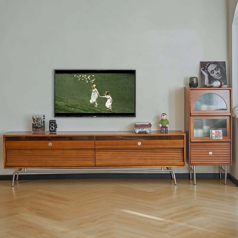 

Nordic solid wood antique TV cabinet storage locker integrated French floor TVcabinet retro furniture